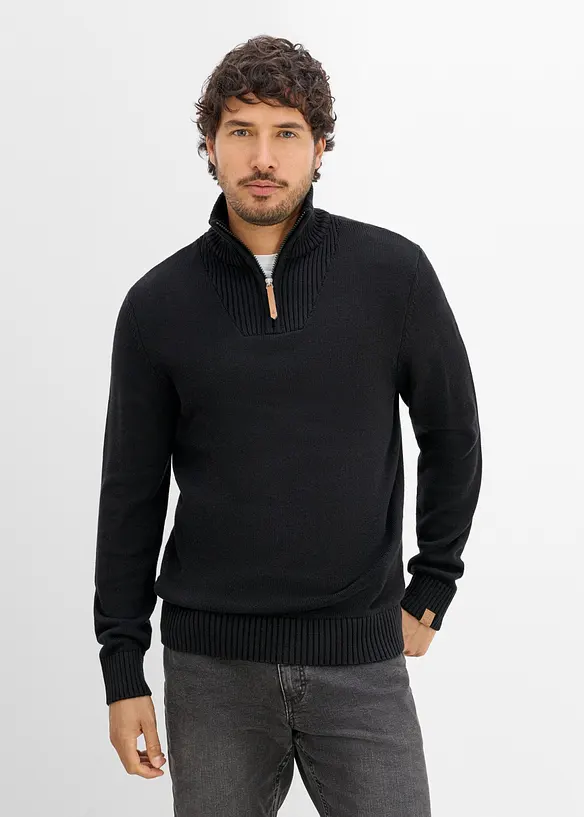 Pullover in Regular Fit in schwarz von vorne (im Anschnitt) - bonprix