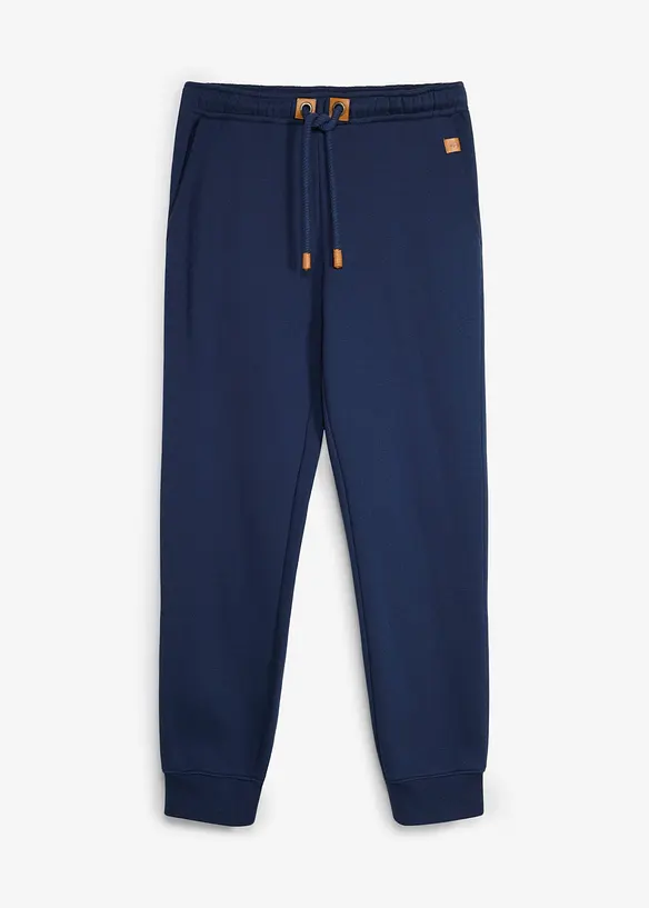 Jogginghose aus schwerer Qualität mit PU-Details in blau von vorne - bonprix