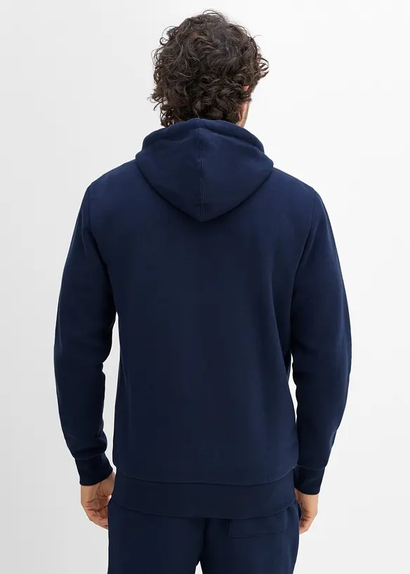 Sweatjacke aus schwerer Qualität mit PU-Details in blau von hinten (im Anschnitt) - bonprix