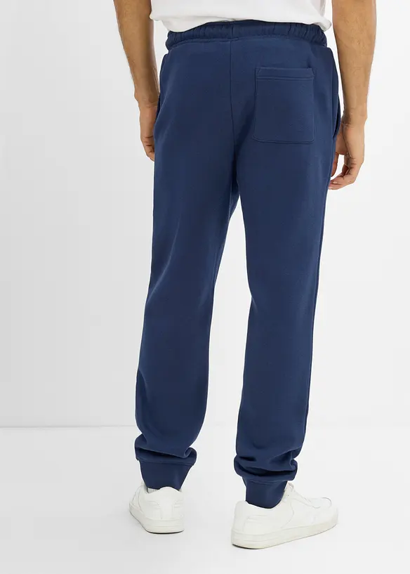 Jogginghose aus schwerer Qualität mit PU-Details in blau von hinten - bonprix