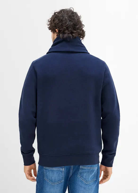 Sweatshirt aus schwerer Qualität mit PU-Details in blau von hinten (im Anschnitt) - bonprix
