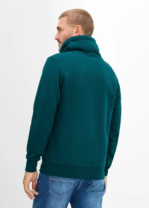 Sweatshirt aus schwerer Qualität mit PU-Details in petrol von hinten (im Anschnitt) - bonprix