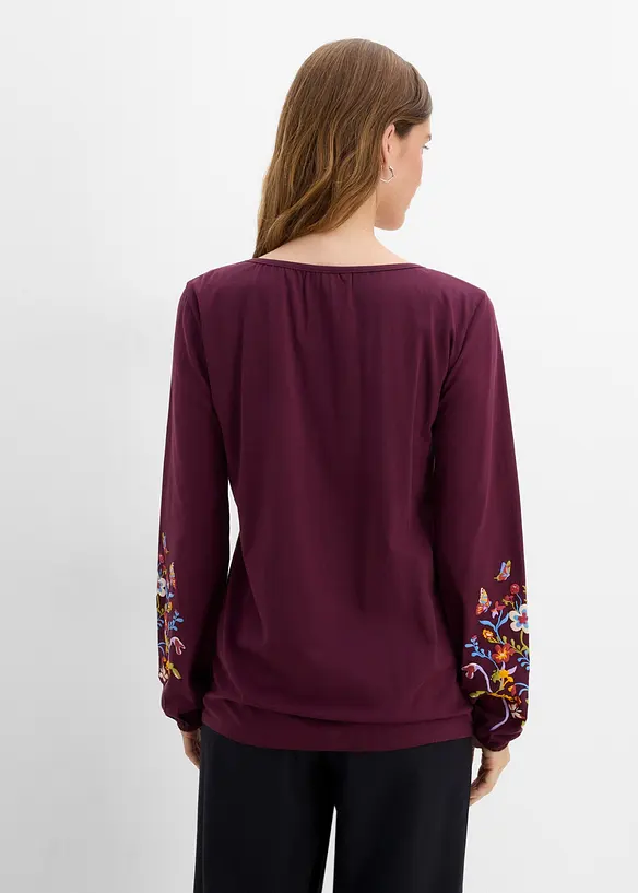 Langarmshirt aus Bio-Baumwoll-Stretch in rot von hinten (im Anschnitt) - bonprix