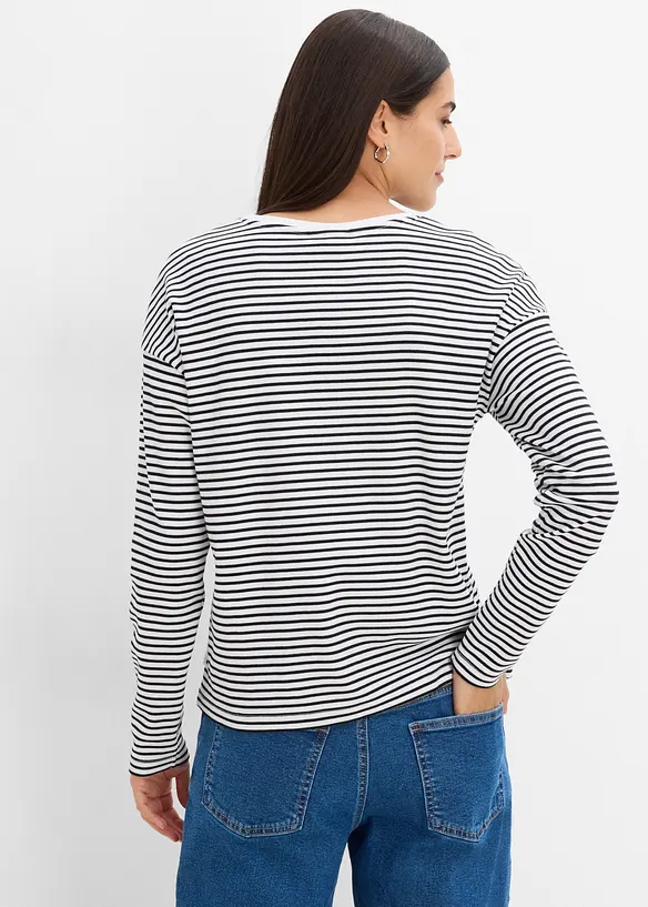 Langarmshirt aus reiner Bio-Baumwolle in weiß von hinten (im Anschnitt) - bonprix