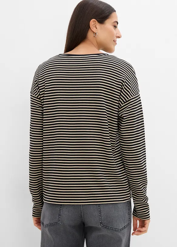 Langarmshirt aus reiner Bio-Baumwolle in schwarz von hinten (im Anschnitt) - bonprix