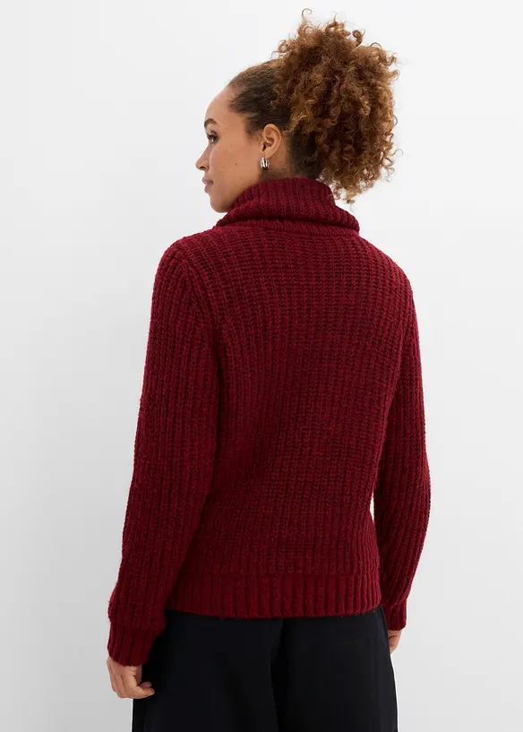 Pullover mit Knopfleiste in rot von hinten (im Anschnitt) - bonprix