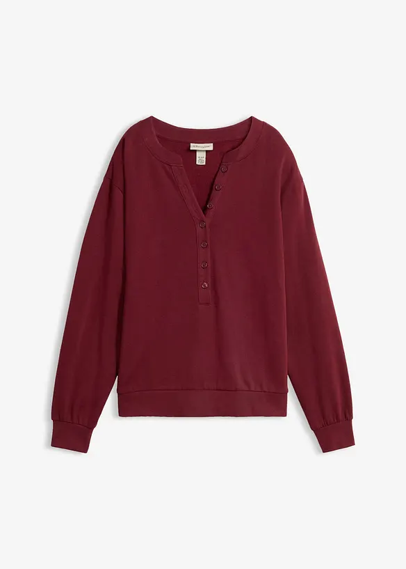 Sweatshirt aus reiner Bio-Baumwolle in rot von vorne - bonprix