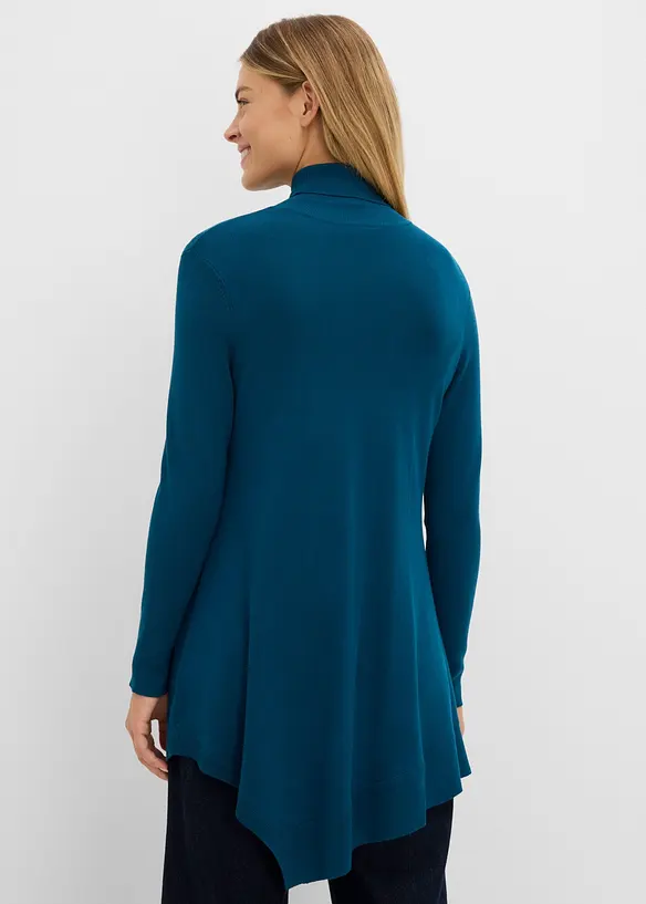 Long-Pullover aus Viskose-Mischung in petrol von hinten (im Anschnitt) - bonprix