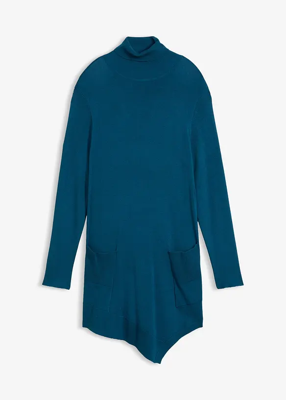 Long-Pullover aus Viskose-Mischung in petrol von vorne - bonprix