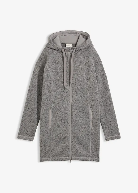 Long-Fleecejacke mit Kapuze in schwarz von vorne - bonprix Long-Fleecejacke mit Kapuze in schwarz von vorne - bonprix