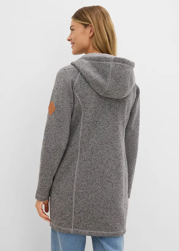 Long-Fleecejacke mit Kapuze in schwarz von hinten (im Anschnitt) - bonprix Long-Fleecejacke mit Kapuze in schwarz von hinten (im Anschnitt) - bonprix