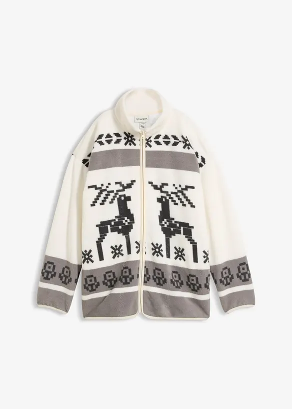 Fleecejacke aus Teddyfleece in grau von vorne - bonprix Fleecejacke aus Teddyfleece in grau von vorne - bonprix