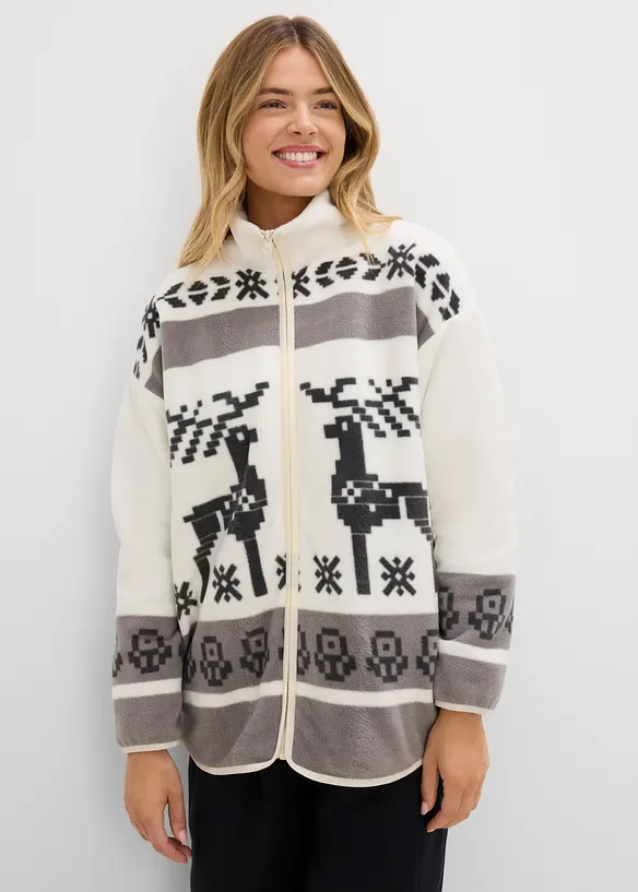 Fleecejacke aus Teddyfleece in grau von vorne (im Anschnitt) - bonprix Fleecejacke aus Teddyfleece in grau von vorne (im Anschnitt) - bonprix