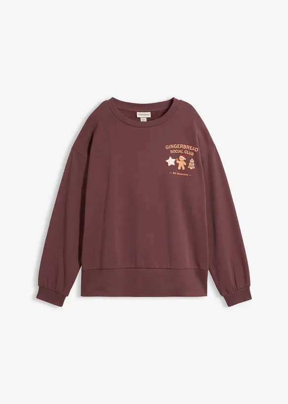 Oversize Sweatshirt aus reiner Baumwolle in lila von vorne - bonprix