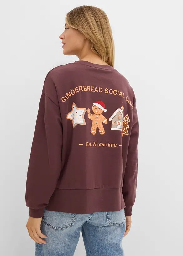 Oversize Sweatshirt aus reiner Baumwolle in lila von hinten (im Anschnitt) - bonprix