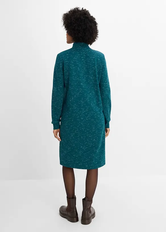 Sweatkleid mit Troyer in petrol von hinten (Totalaufnahme) - bonprix