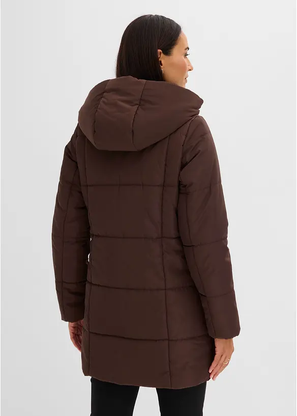 Steppjacke mit Fellimitat Besatz in braun von hinten (im Anschnitt) - bonprix
