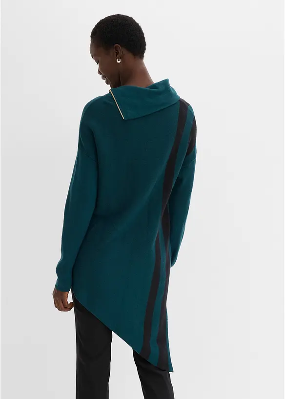 Longpullover mit Zipfel in petrol von hinten (im Anschnitt) - bonprix