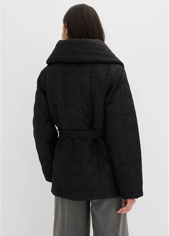 Steppjacke mit Bindeband, wasserabweisend in schwarz von hinten (im Anschnitt) - bonprix