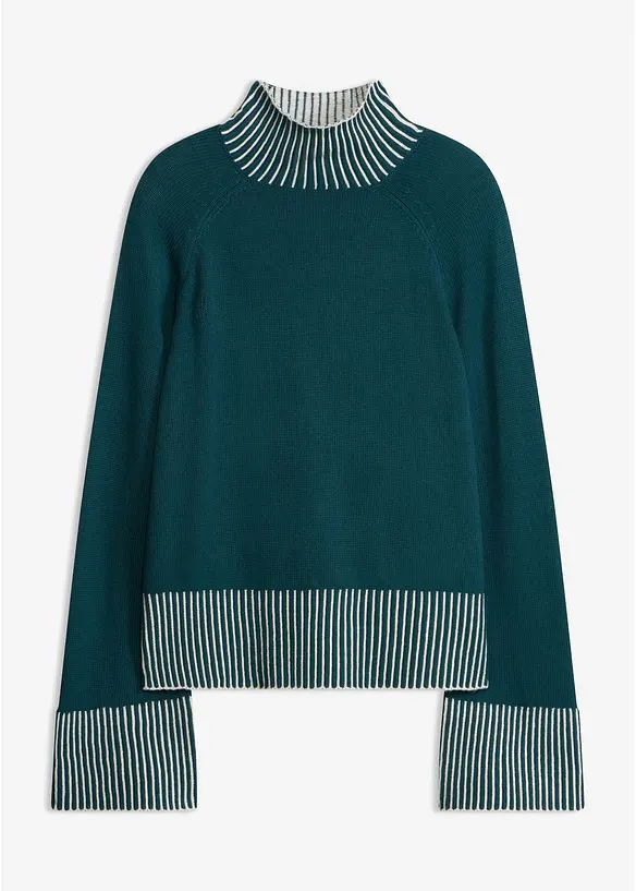 Stehkragenpullover aus weichem Kaschmir-Mix in petrol von vorne - bonprix Stehkragenpullover aus weichem Kaschmir-Mix in petrol von vorne - bonprix