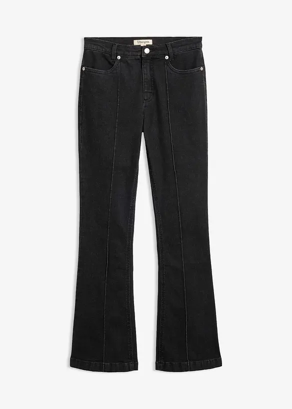 Bootcut-Jeans Mid Waist in schwarz von vorne - bonprix