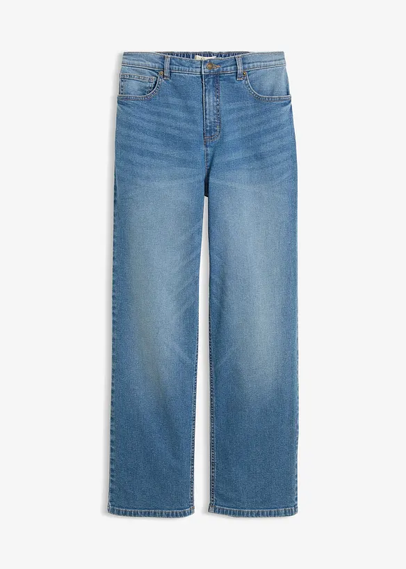 Loose Straight-Jeans High Waist in blau von vorne - bonprix