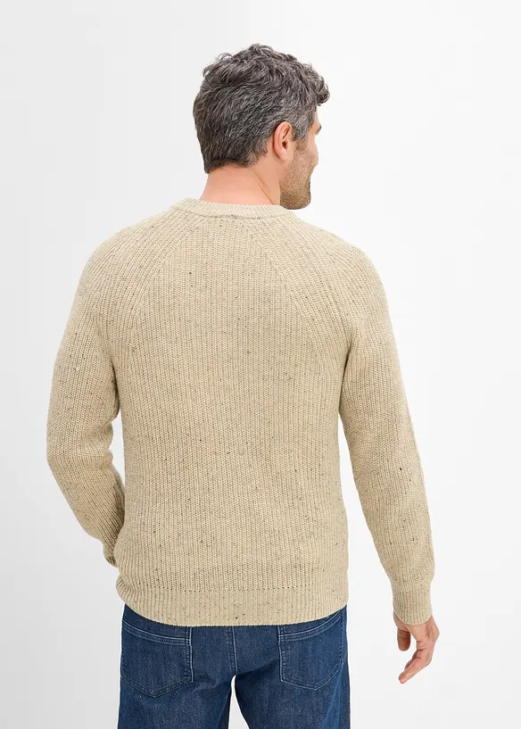 Grobstrick-Pullover in Regular Fit in beige von hinten (im Anschnitt) - bonprix