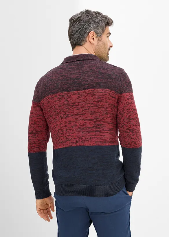 Feinstrickpullover mit Polokragen in rot von hinten (im Anschnitt) - bonprix