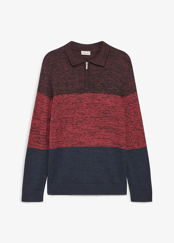 Feinstrickpullover mit Polokragen in rot von vorne - bonprix