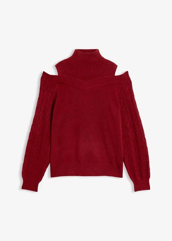 Schulterfreier Pullover in rot von vorne - bonprix