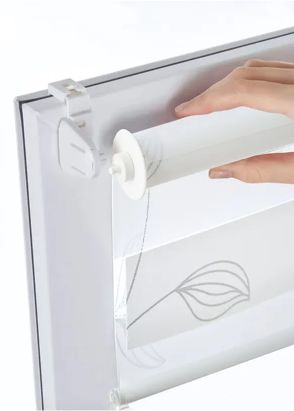 Doppelrollo mit Glanz-Druck in silber - bonprix