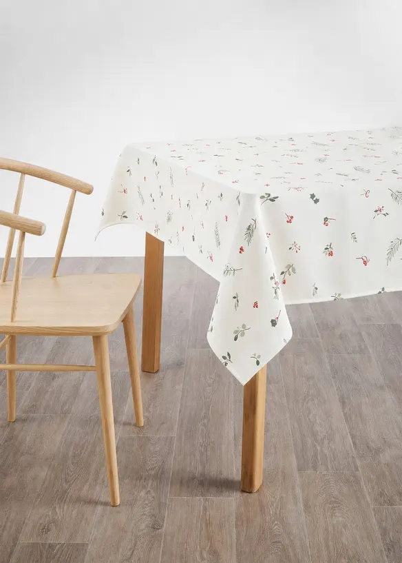 Tischdecke mit Weihnachtsmotiv in weiß von vorne - bonprix