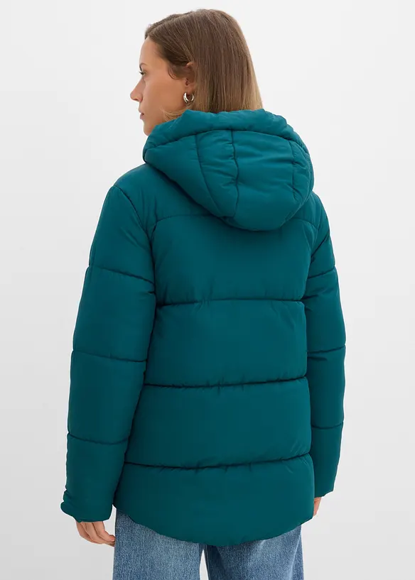 Oversize Puffer-Jacke in petrol von hinten (im Anschnitt) - bonprix