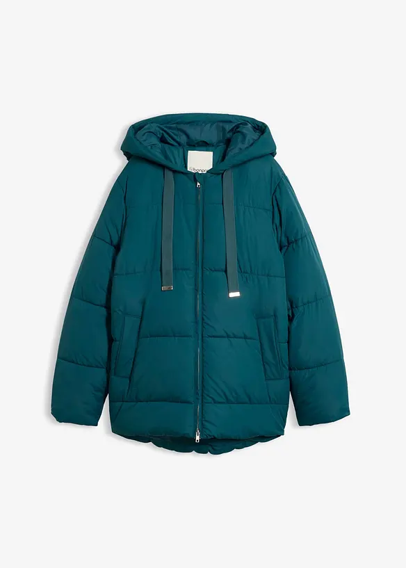 Oversize Puffer-Jacke in petrol von vorne - bonprix