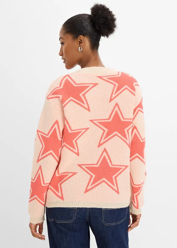 Boxy-Pullover in beige von hinten (im Anschnitt) - bonprix