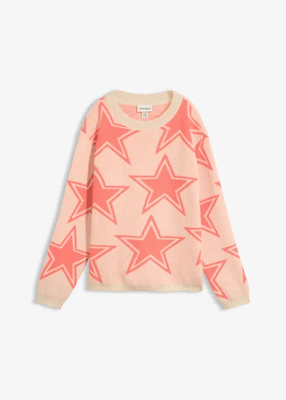 Boxy-Pullover in beige von vorne - bonprix