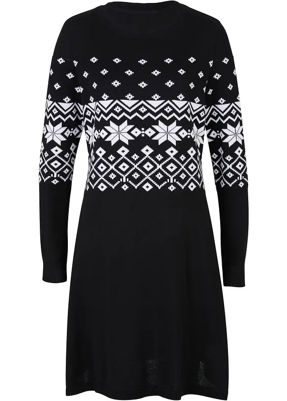 Feinstrickkleid aus Baumwoll-Mix in schwarz von vorne - bonprix Feinstrickkleid aus Baumwoll-Mix in schwarz von vorne - bonprix