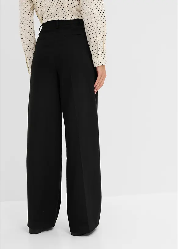 Weite Bundfaltenhose in schwarz von hinten - bonprix Weite Bundfaltenhose in schwarz von hinten - bonprix