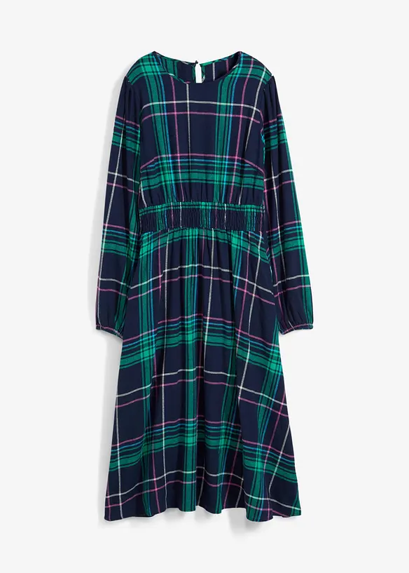 Flanellkleid aus reiner Baumwolle in blau von vorne - bonprix