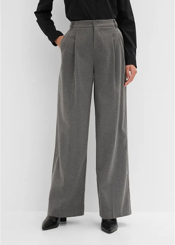 Weite Bundfaltenhose in grau von vorne - bonprix Weite Bundfaltenhose in grau von vorne - bonprix