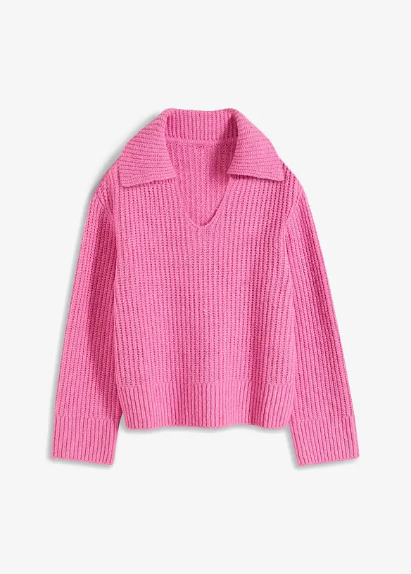 Grobstrick-Pullover in pink von vorne - bonprix Grobstrick-Pullover in pink von vorne - bonprix