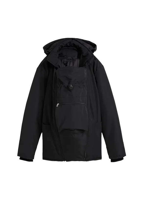 3-in-1 Umstandsjacke mit Trageeinsatz in schwarz von vorne - bonprix
