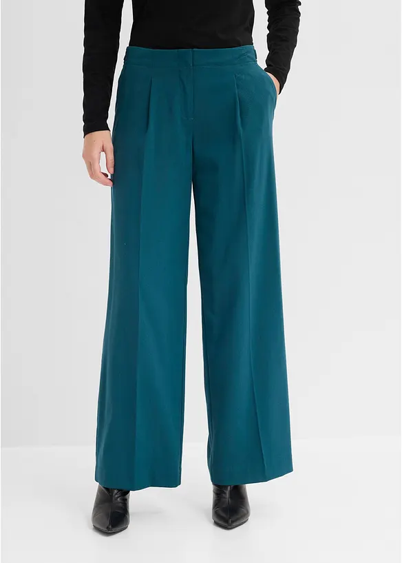 Palazzo-Hose aus fließendem Viskose-Mix in petrol von vorne - bonprix Palazzo-Hose aus fließendem Viskose-Mix in petrol von vorne - bonprix