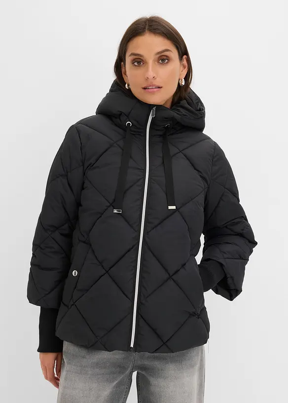 Wasserabweisende Puffer-Jacke in schwarz von vorne (im Anschnitt) - bonprix