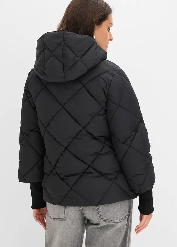 Wasserabweisende Puffer-Jacke in schwarz von hinten (im Anschnitt) - bonprix