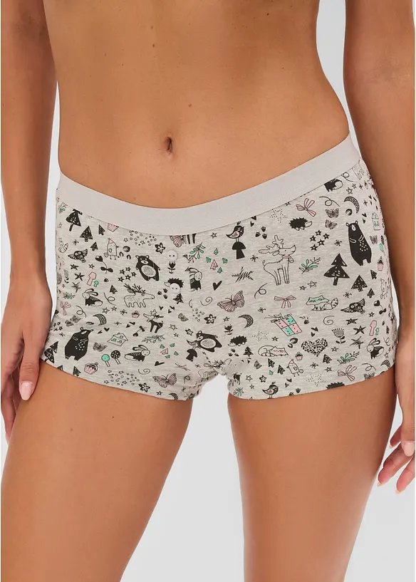 Damen Boxer mit weicher Baumwolle (4er Pack) in grau von vorne - bonprix