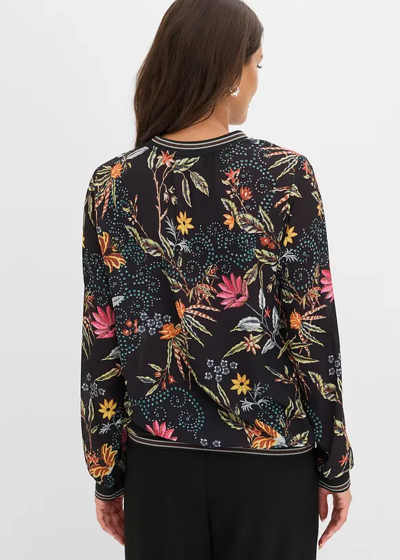 Blusenshirt mit Rundhals-Ausschnitt in schwarz von hinten (im Anschnitt) - bonprix Blusenshirt mit Rundhals-Ausschnitt in schwarz von hinten (im Anschnitt) - bonprix