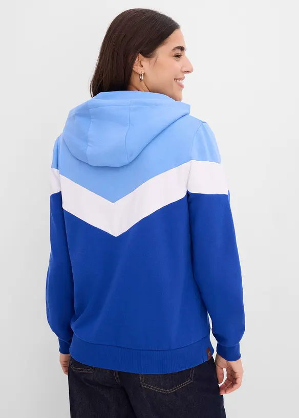 Kapuzensweatshirt in Baumwoll-Mix in blau von hinten (im Anschnitt) - bonprix