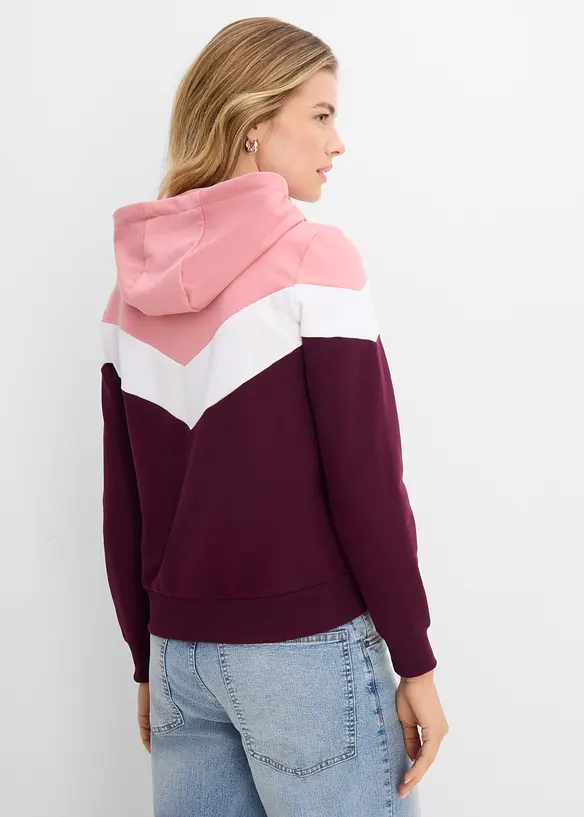 Kapuzensweatshirt in Baumwoll-Mix in lila von hinten (im Anschnitt) - bonprix