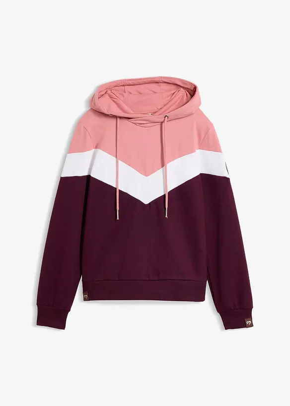 Kapuzensweatshirt in Baumwoll-Mix in lila von vorne - bonprix